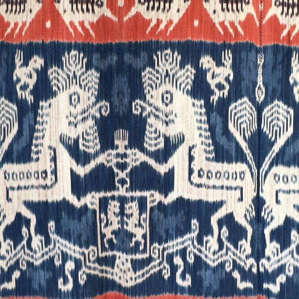 Indonesian Traditional Textile | Sumba Hinggi Tribal Man Ikat Blanket Wall Hanging | Marapu Traditional Ceremonial Cloth