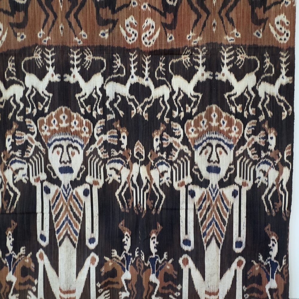 Vintage Sumba Hinggi Ikat Textile | Handwoven Mahogany and Morinda Dye | Mid-20th Century Indonesian Ikat Wall Hanging