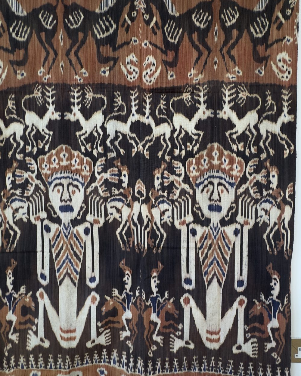 Vintage Sumba Hinggi Ikat Textile | Handwoven Mahogany and Morinda Dye | Mid-20th Century Indonesian Ikat Wall Hanging