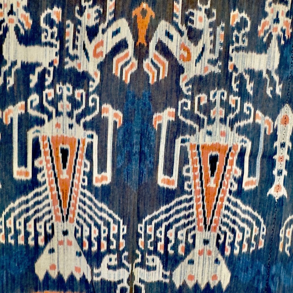 Extra Large Indonesian Sumba Hinggi Ikat Textile | Naturally Dyed Ikat in Indigo and Morinda Red | Authentic Indonesian Ikat Wall Hanging