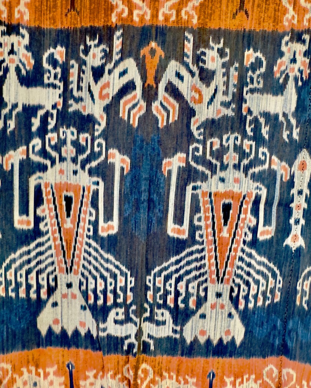 Extra Large Indonesian Sumba Hinggi Ikat Textile | Naturally Dyed Ikat in Indigo and Morinda Red | Authentic Indonesian Ikat Wall Hanging